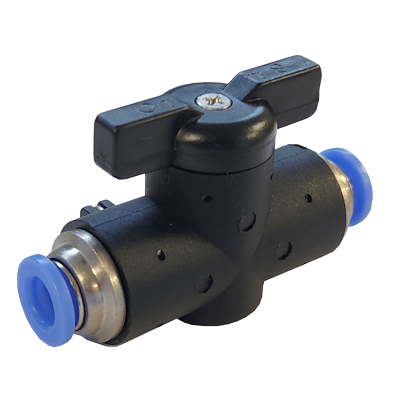 Airline finger shut off valve 4mm, 6mm + 8mm push speed fit
