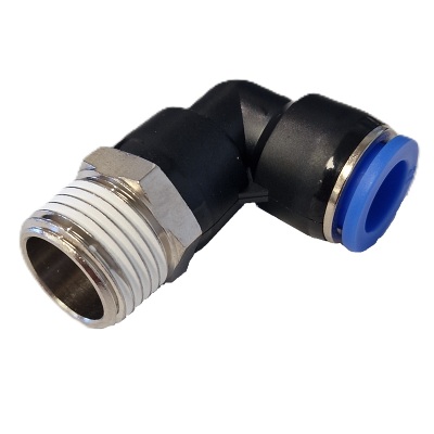 Male stud elbow push-in airline fitting M5-1/2 BSPT > 4-12mm