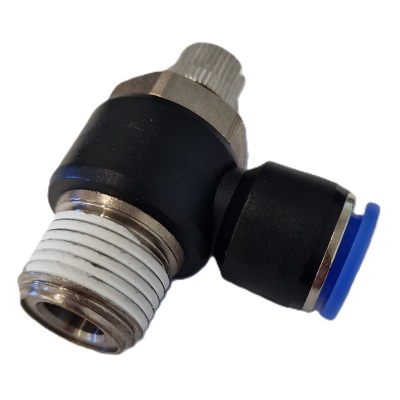 Male elbow swivel speed controller fitting M5-1/2 > 4-12mm