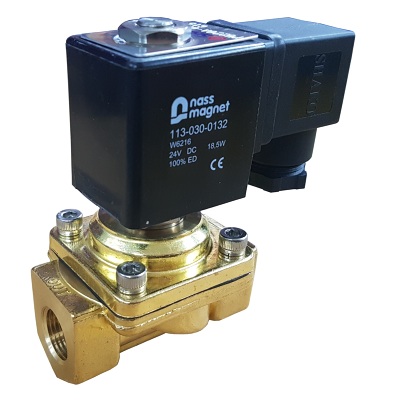 3/8 Brass solenoid valve 0-12 Bar 2/2 way Normally Closed