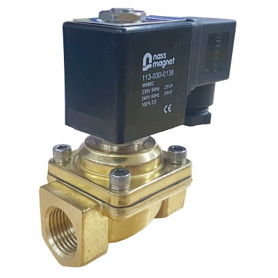 1/2 Brass solenoid valve 0-12 Bar 2/2 way Normally Closed 