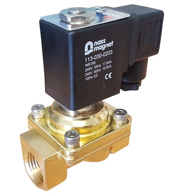 1/2 WRAS Brass water solenoid valve 0-10 Bar 2/2 N/Closed