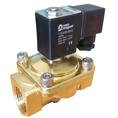 1 WRAS Brass water solenoid valve 0-10 Bar 2/2 N/Closed