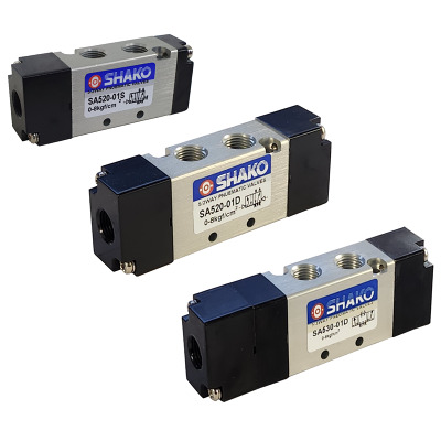 1/8 Air pilot control valve 0-10 Bar 5/2 + 5/3 single+double